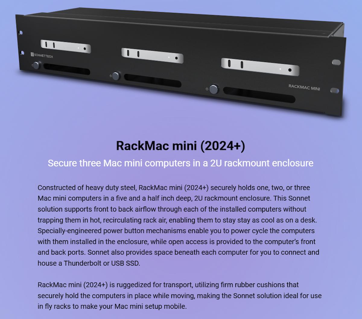 RackMac mini (2024+) – 2U Rackmount Enclosure for Up to Three Mac mini Computers RackMac mini (2024+) – 2U Rackmount Enclosure for Up to Three Mac mini Computers